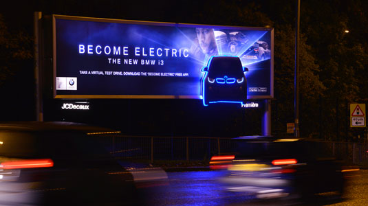 Glow-in-the-dark billboards shed light on new BMW