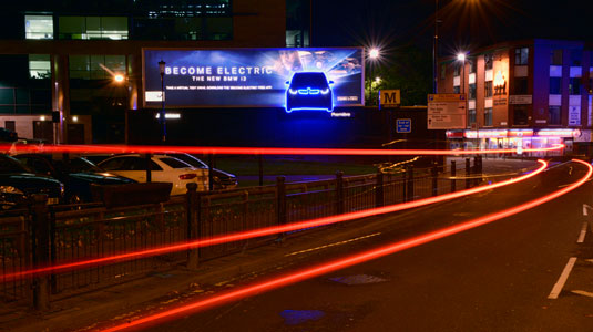 Glow-in-the-dark billboards shed light on new BMW